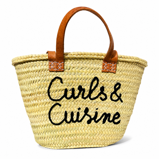 Personalised handwoven-moroccan-straw-beach-bag-with- leather