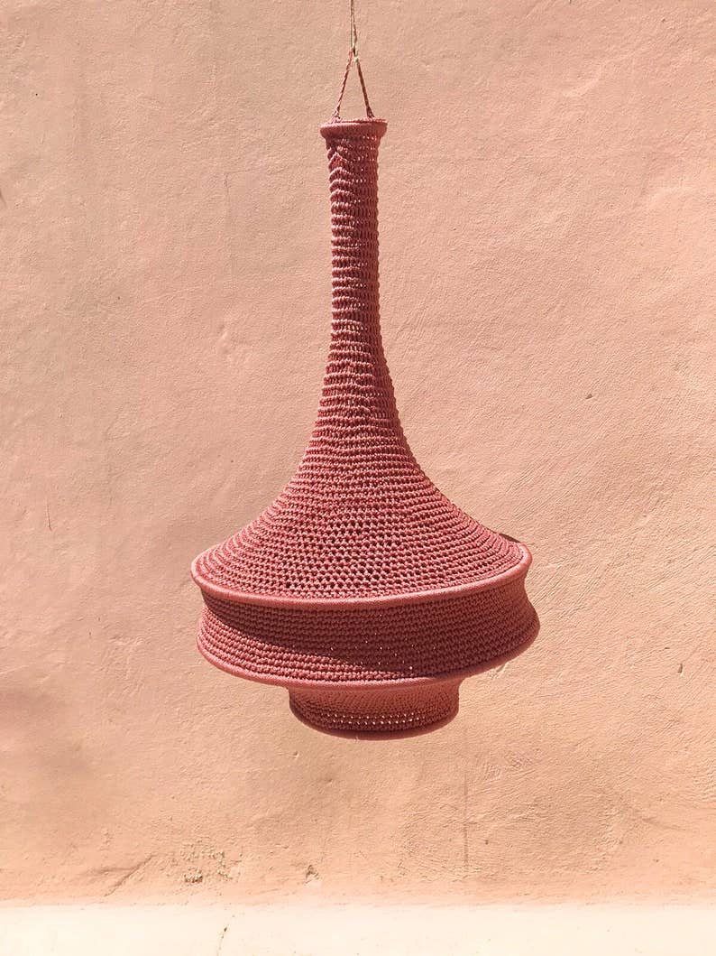 Moroccan Crochet Pendant Light | Handmade Boho Ceiling Lamp