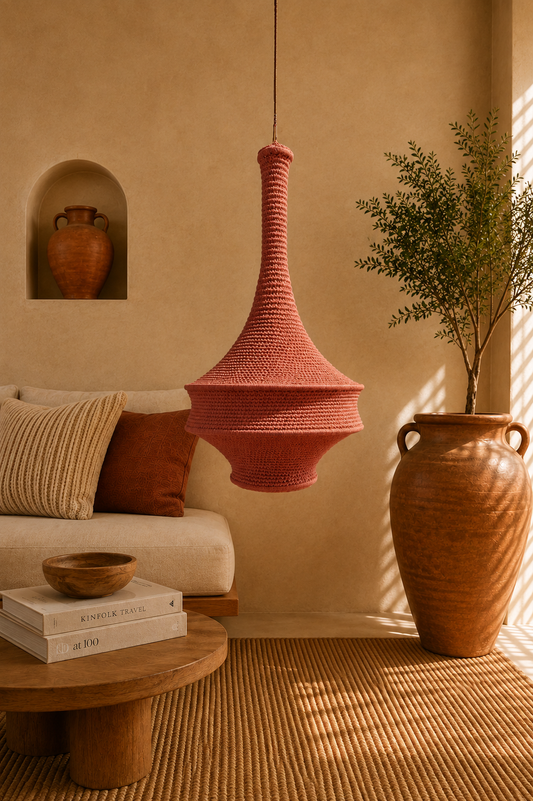 Moroccan Crochet Pendant Light | Handmade Boho Ceiling Lamp
