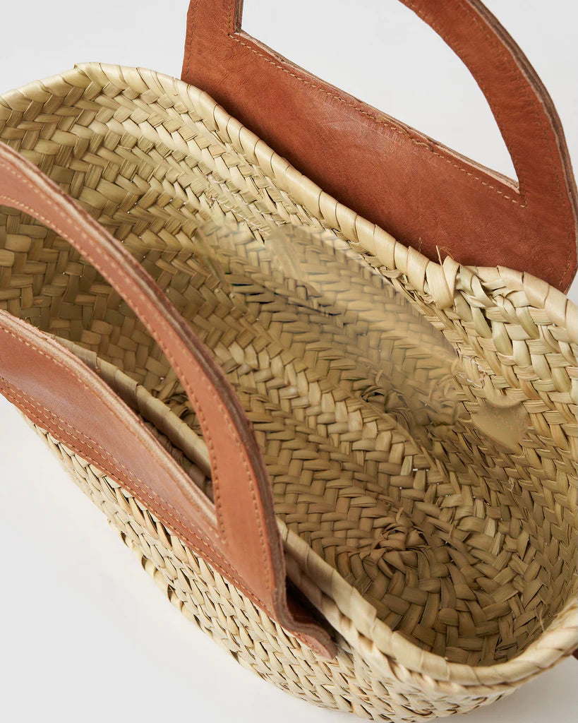 Handmade Moroccan Straw Crossbody Bag | Adjustable Leather Shoulder Strap