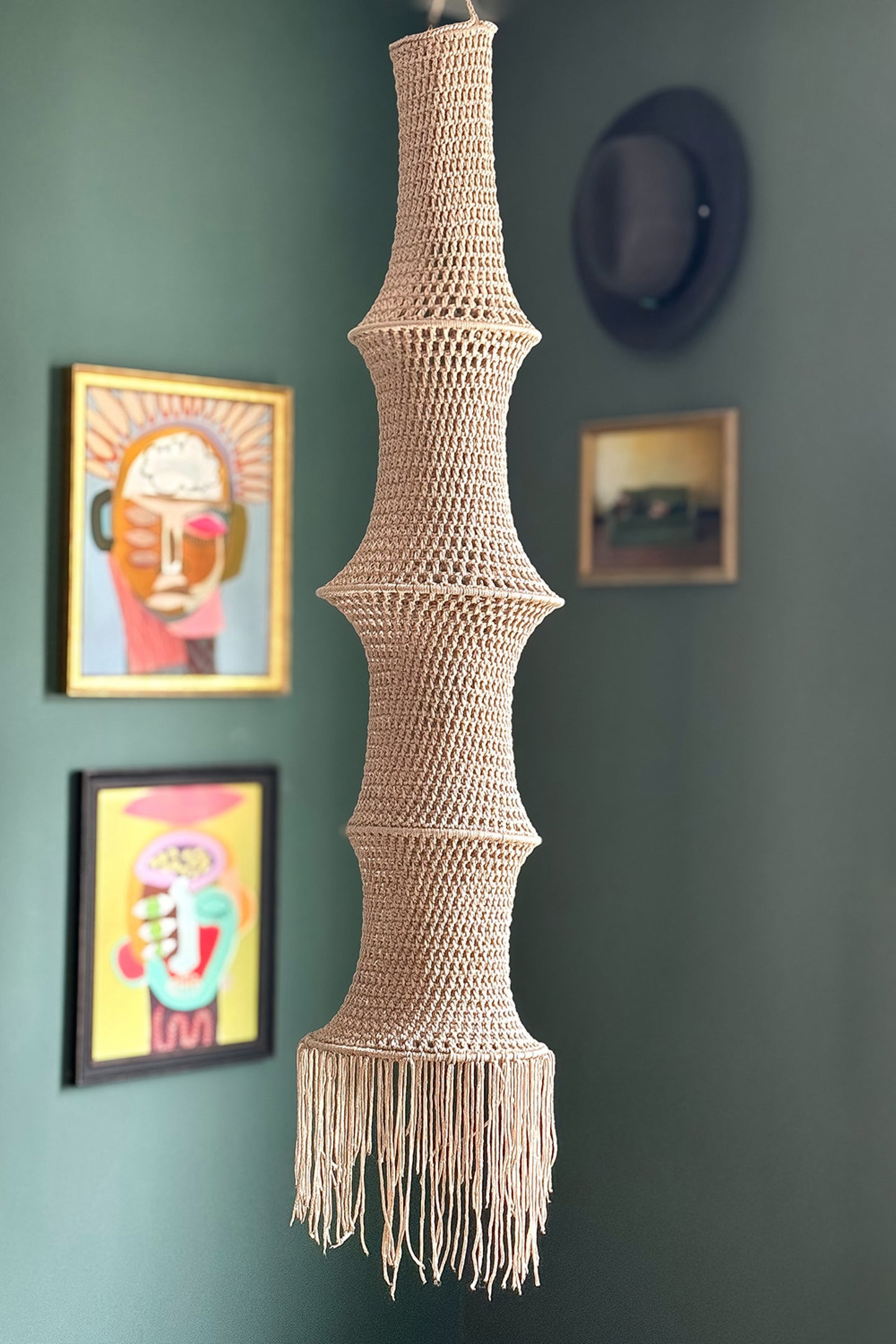 Moroccan Large Crochet Pendant Light | Handmade Boho Ceiling Lamp