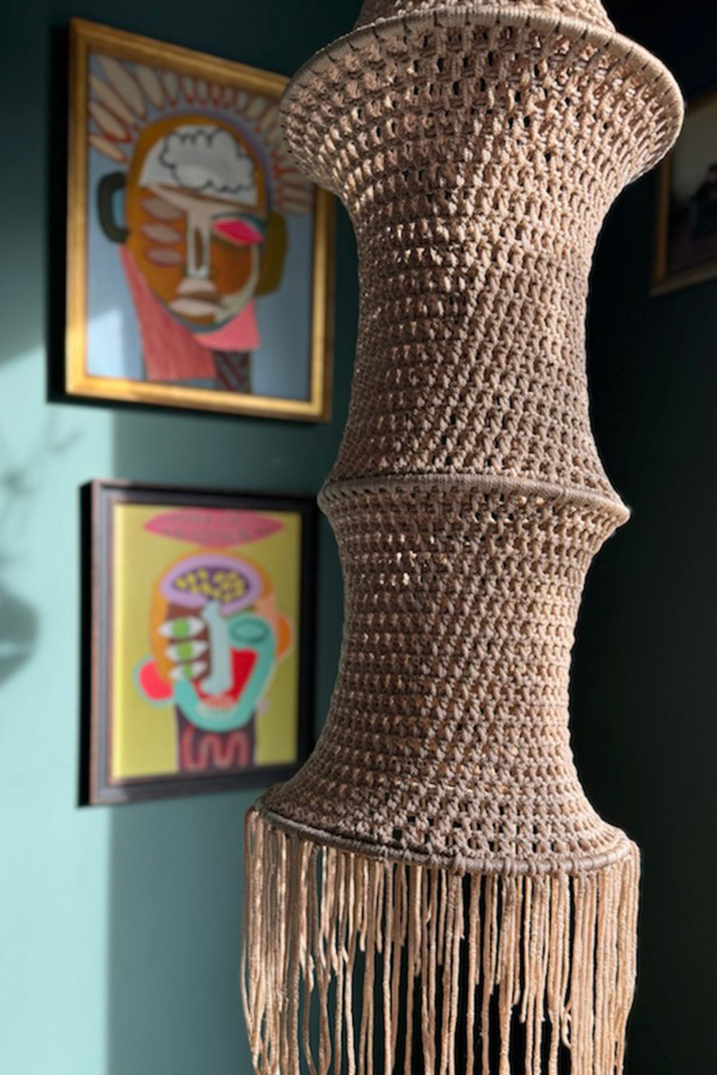 Moroccan Large Crochet Pendant Light | Handmade Boho Ceiling Lamp