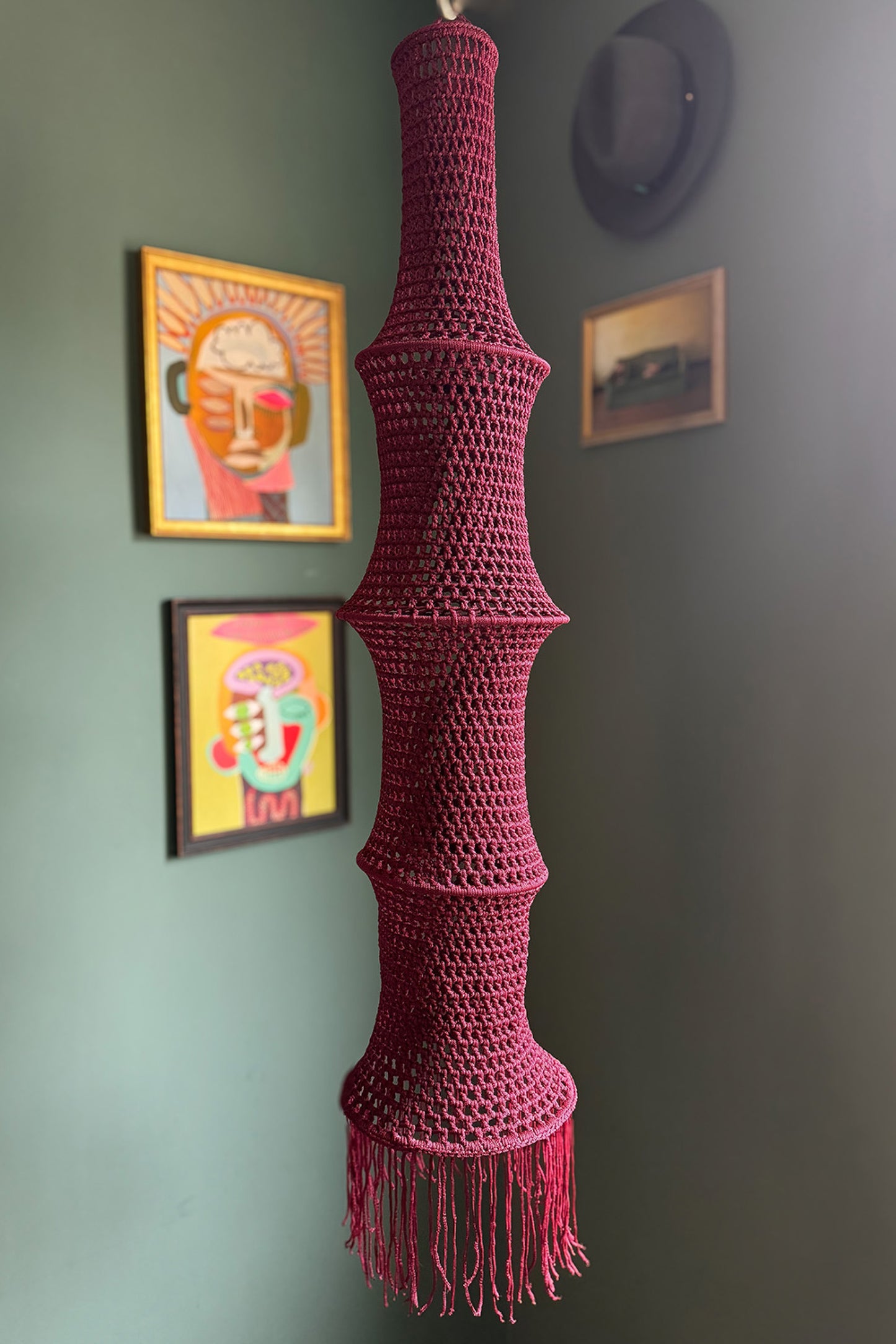 Moroccan Large Crochet Pendant Light | Handmade Boho Ceiling Lamp