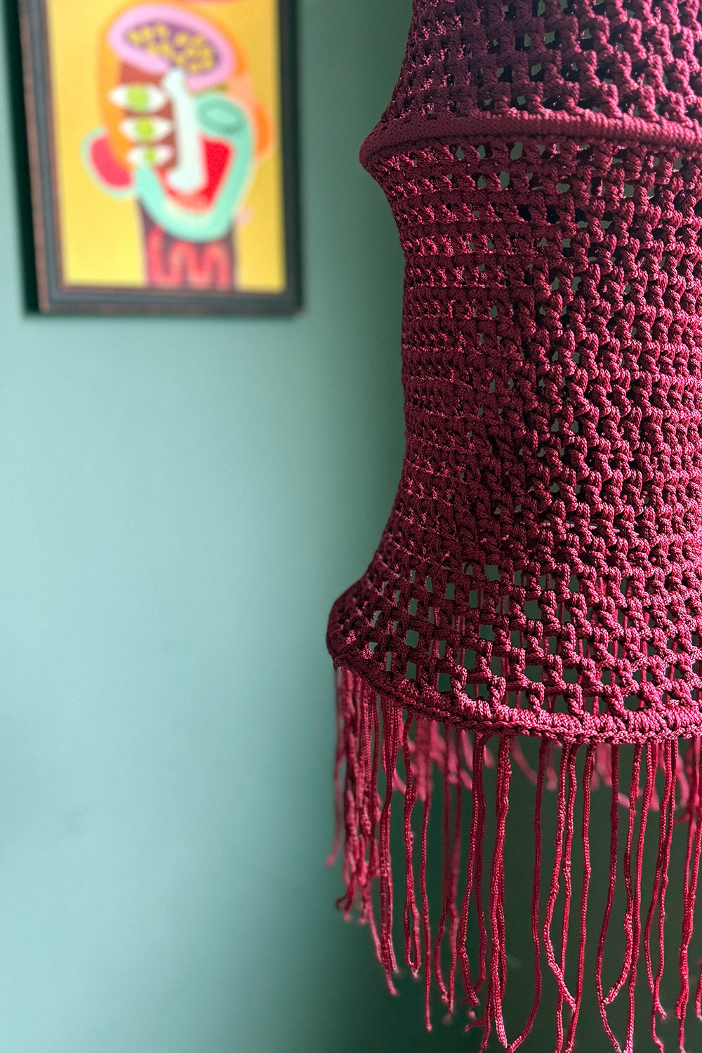 Moroccan Large Crochet Pendant Light | Handmade Boho Ceiling Lamp