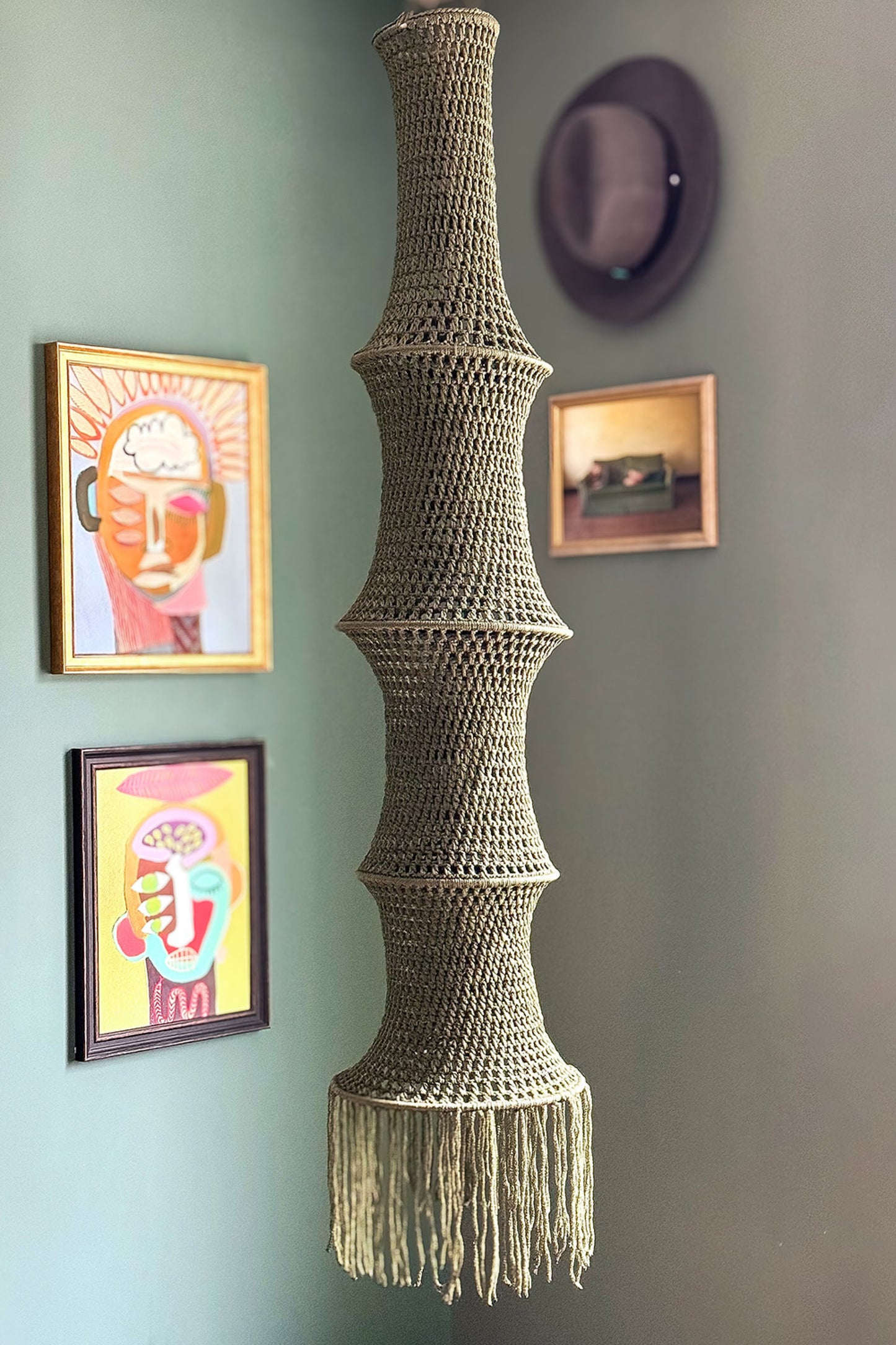 Moroccan Large Crochet Pendant Light | Handmade Boho Ceiling Lamp