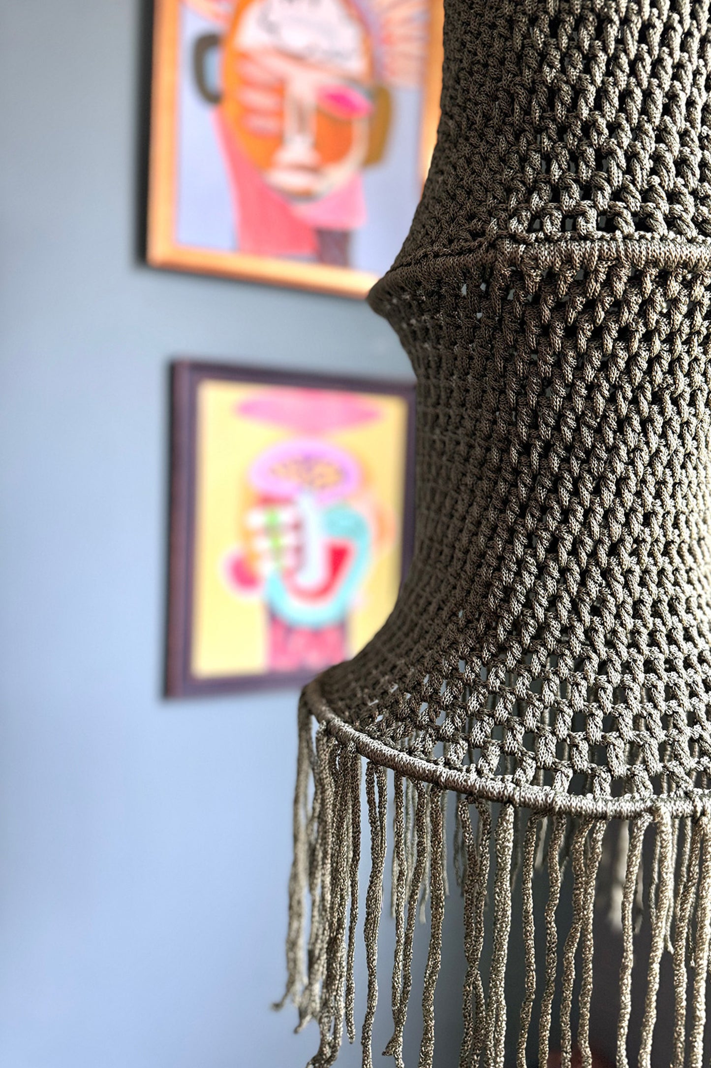 Moroccan Large Crochet Pendant Light | Handmade Boho Ceiling Lamp