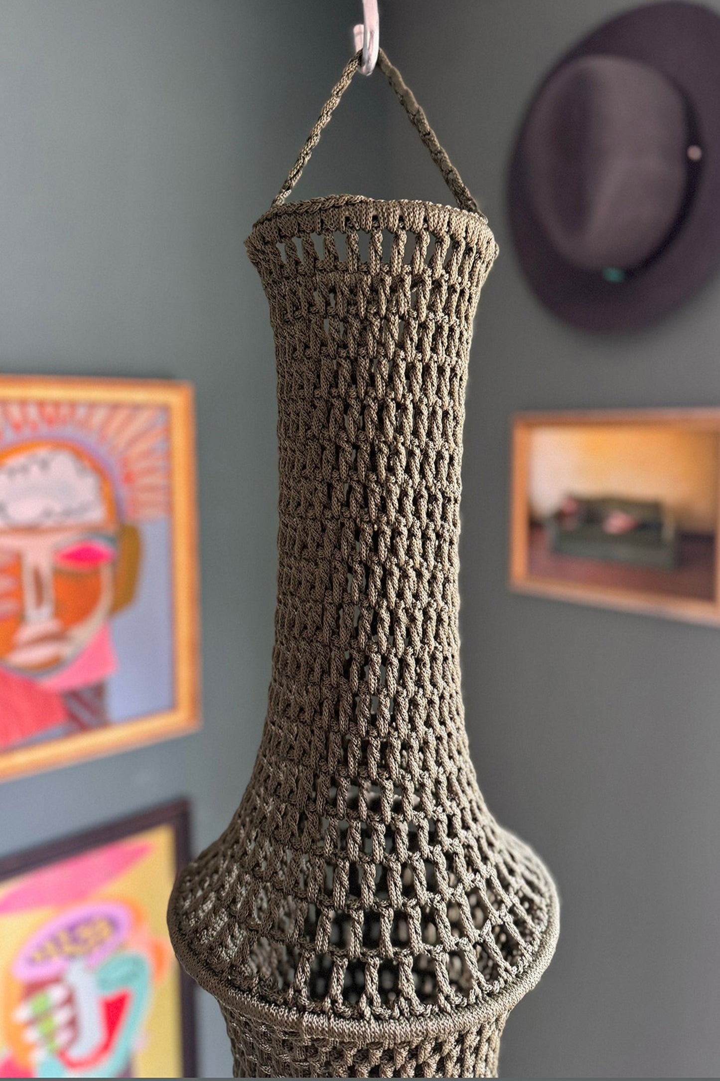 Moroccan Large Crochet Pendant Light | Handmade Boho Ceiling Lamp