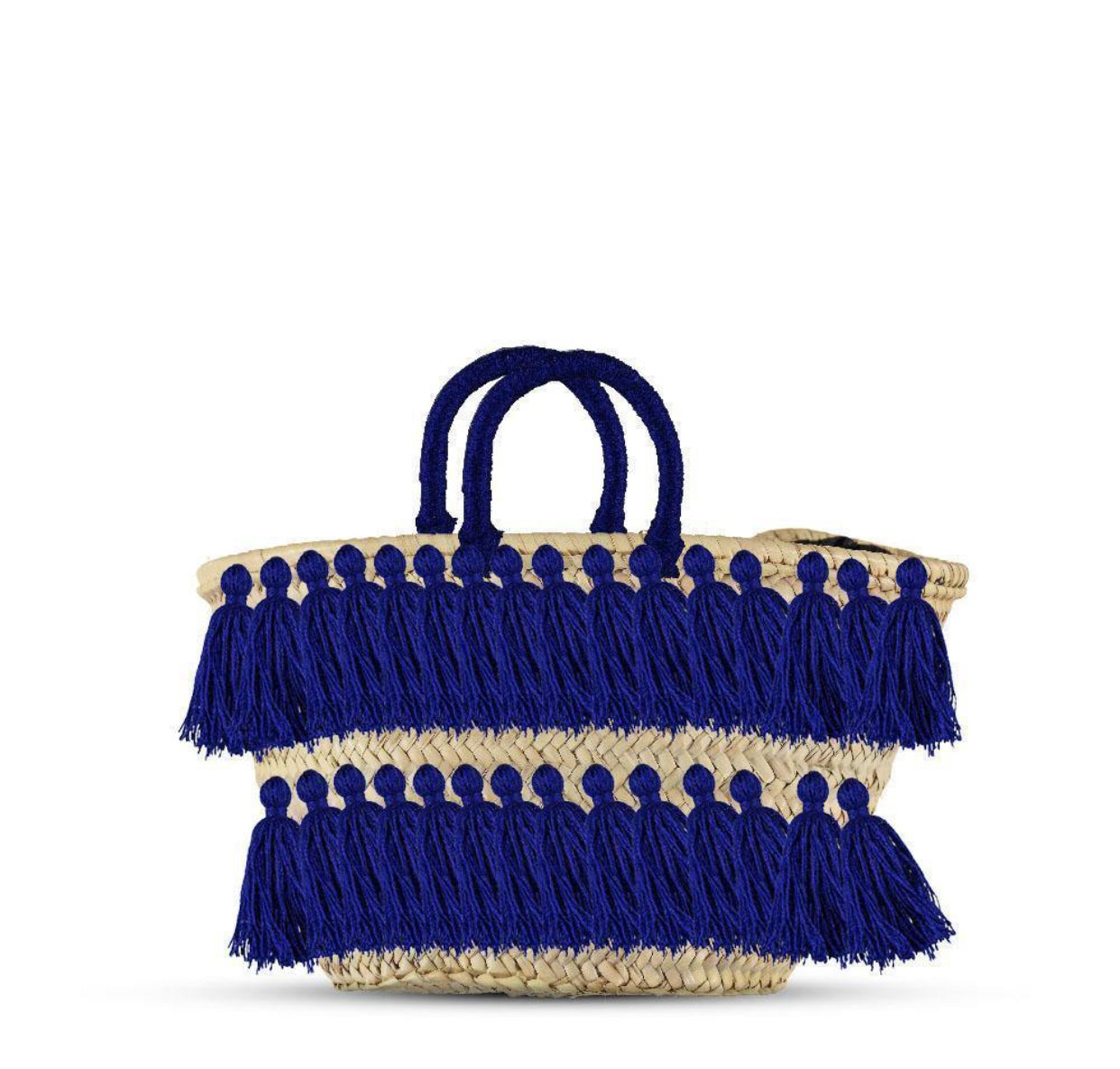 Natural Palm Leaf Straw Basket with Pink Tassels | Handmade Tote