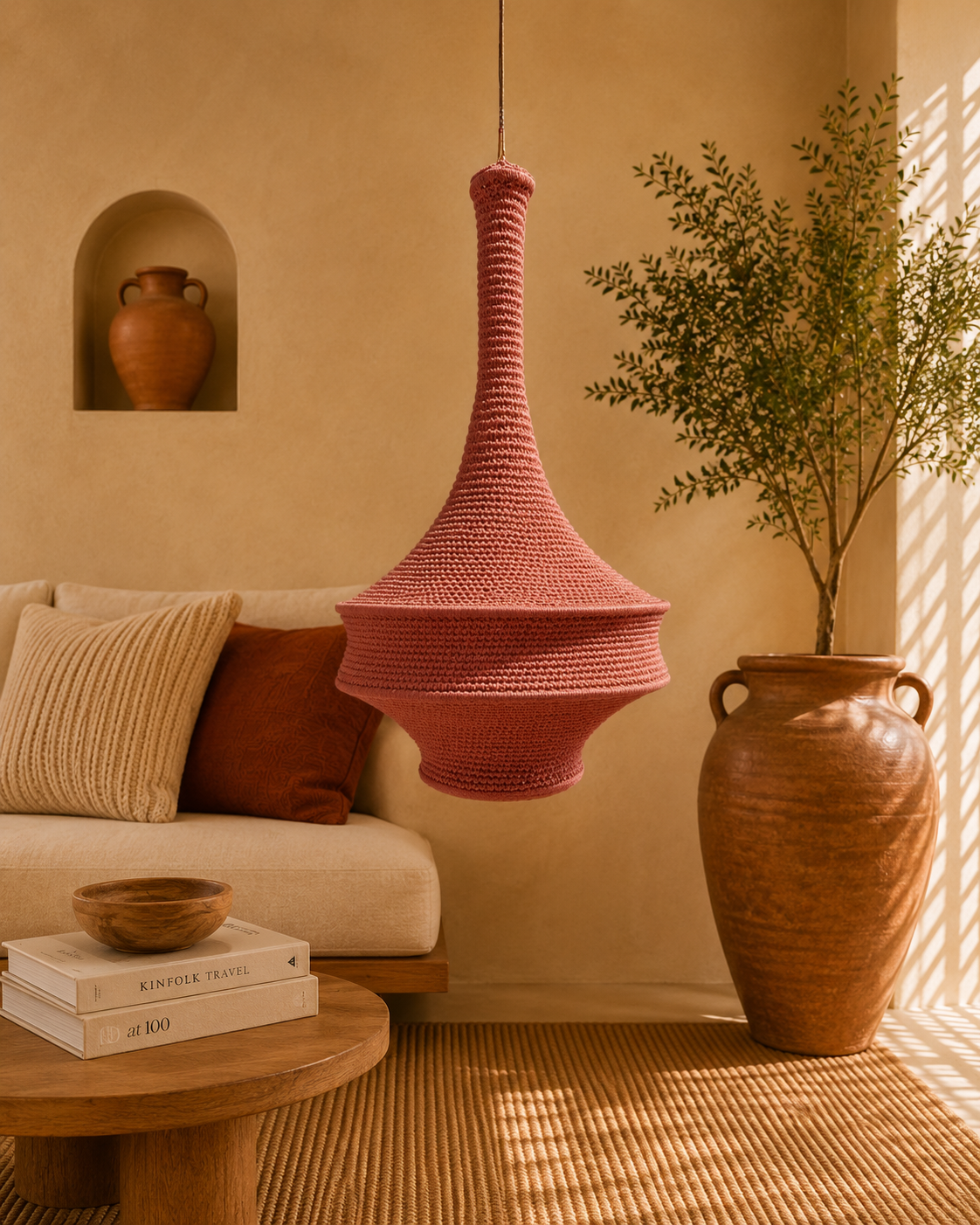 Moroccan Crochet Pendant Light | Handmade Boho Ceiling Lamp