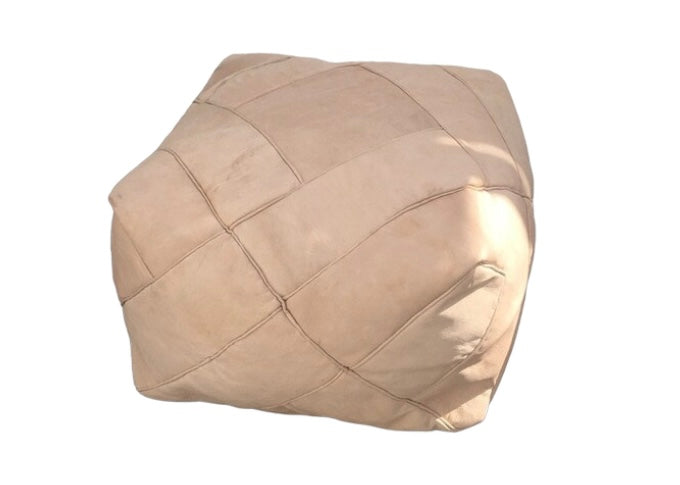 Handmade Moroccan Leather Pouf | Genuine Leather Ottoman | ArtisanNomad