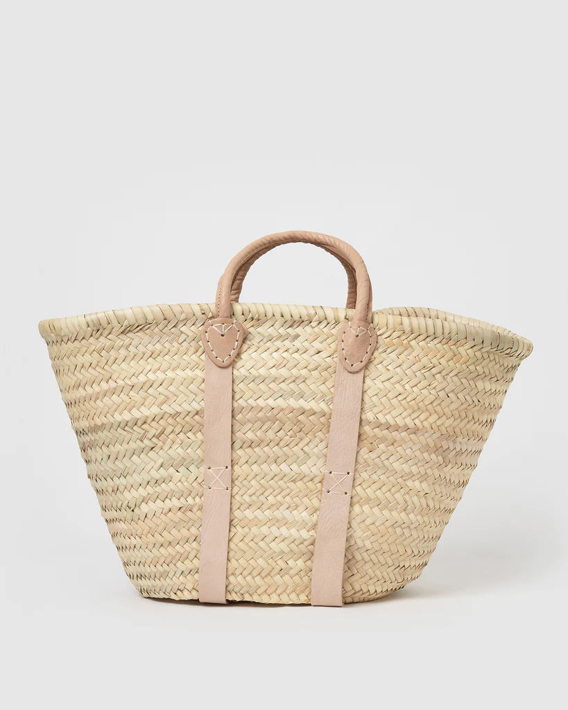 Handwoven Moroccan Straw Tote Bag with Natural Leather Handles | ArtisanNomad