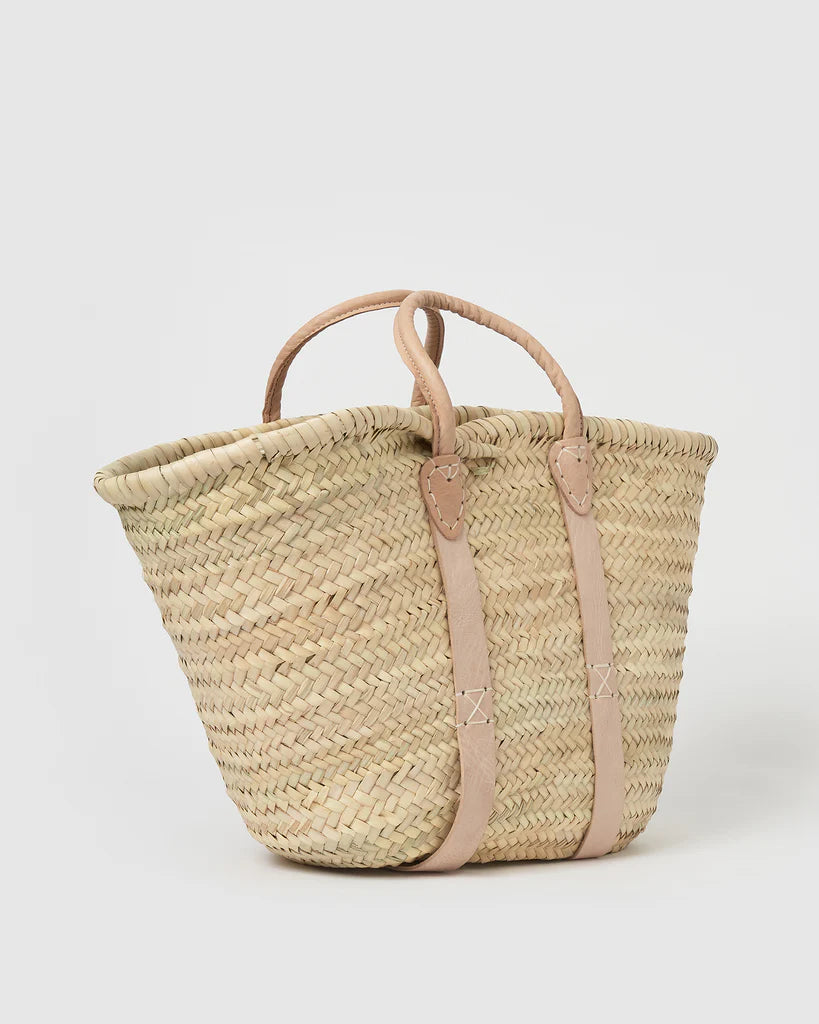 Handwoven Moroccan Straw Tote Bag with Natural Leather Handles | ArtisanNomad