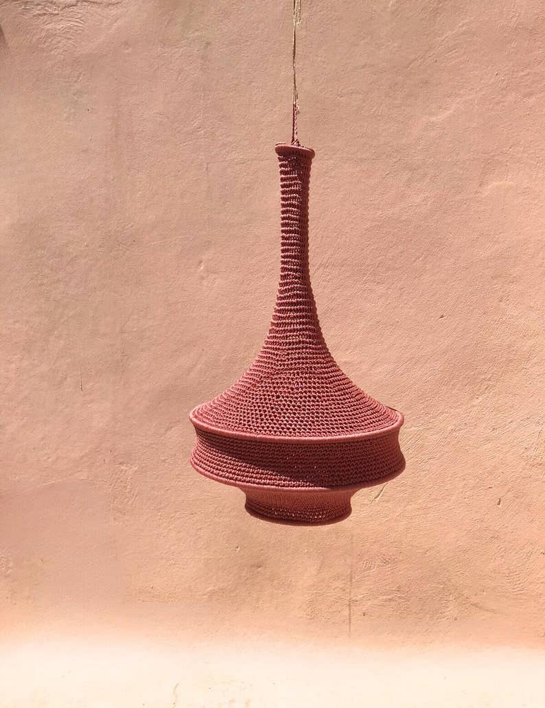 Moroccan Crochet Pendant Light | Handmade Boho Ceiling Lamp