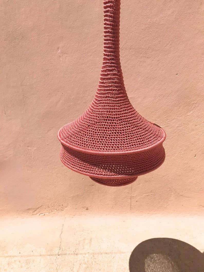 Moroccan Crochet Pendant Light | Handmade Boho Ceiling Lamp
