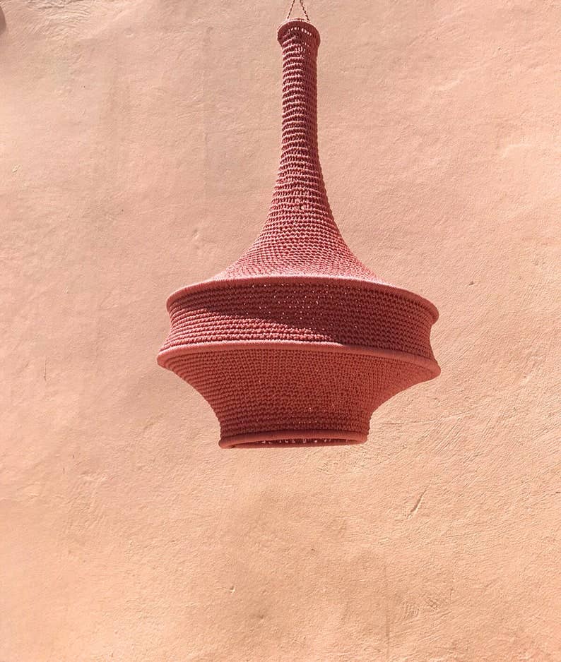 Moroccan Crochet Pendant Light | Handmade Boho Ceiling Lamp