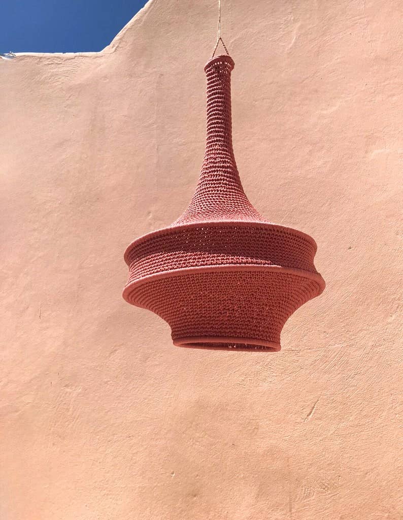 Moroccan Crochet Pendant Light | Handmade Boho Ceiling Lamp