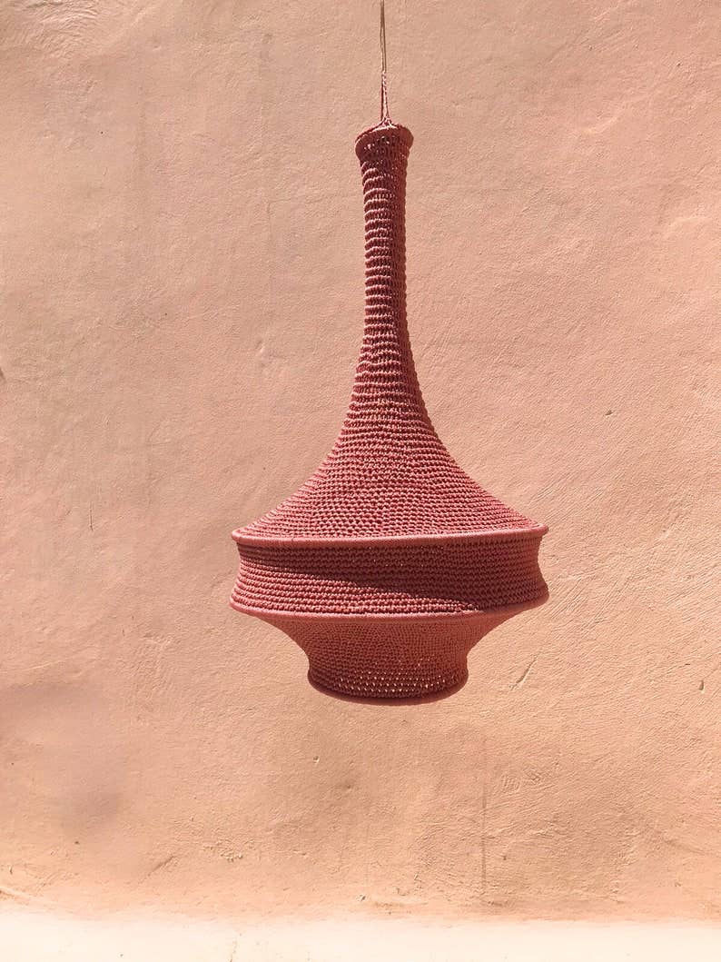 Moroccan Crochet Pendant Light | Handmade Boho Ceiling Lamp