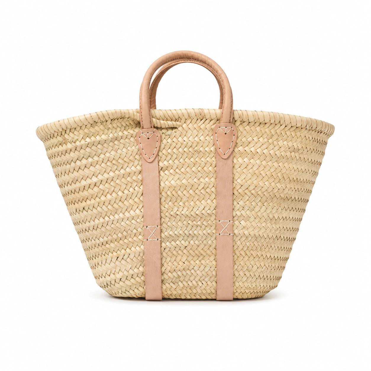 Handwoven Moroccan Straw Tote Bag with Natural Leather Handles | ArtisanNomad