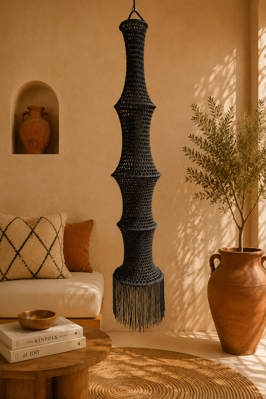 Moroccan Large Crochet Pendant Light | Handmade Boho Ceiling Lamp